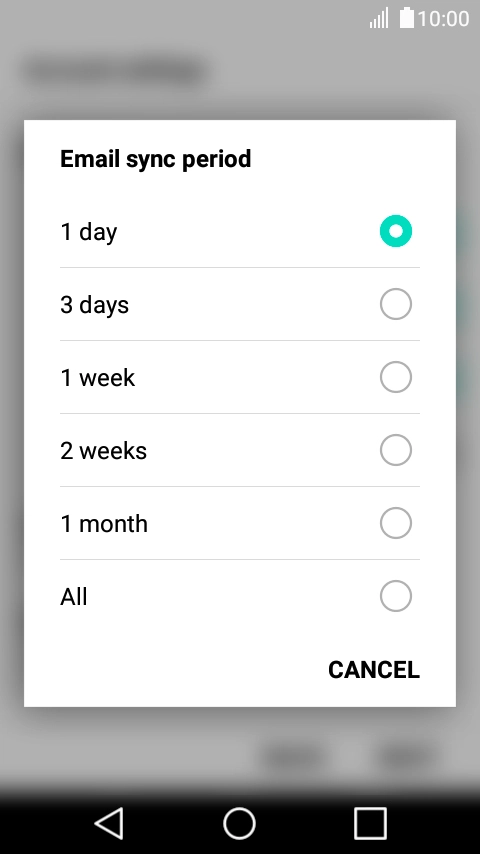 Press the required setting.