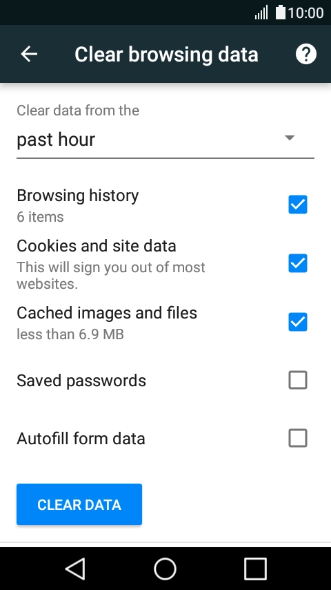Press the required data types. Press the required data types.