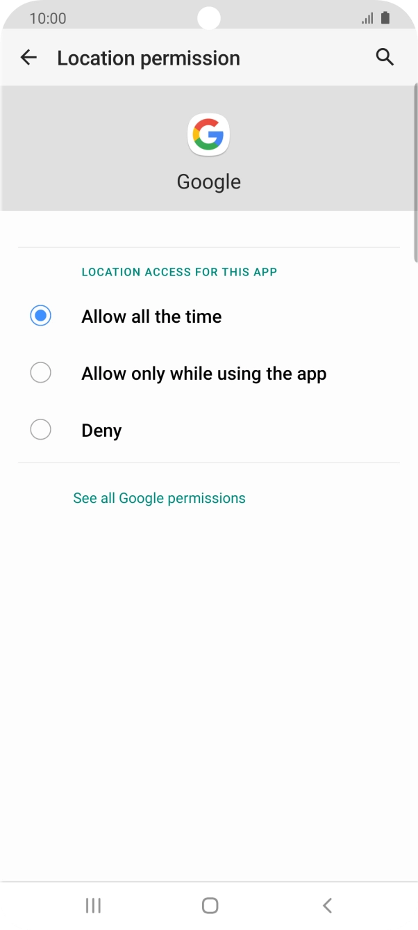 Press the required setting.