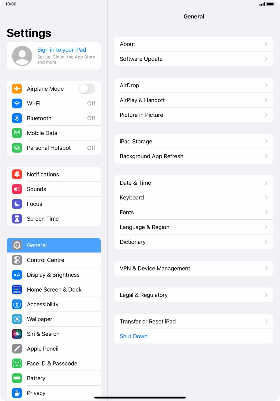 Press Sign in to your iPad.