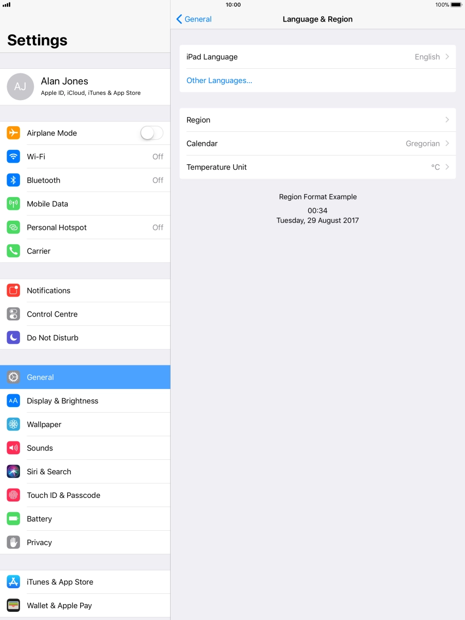 Press iPad Language.