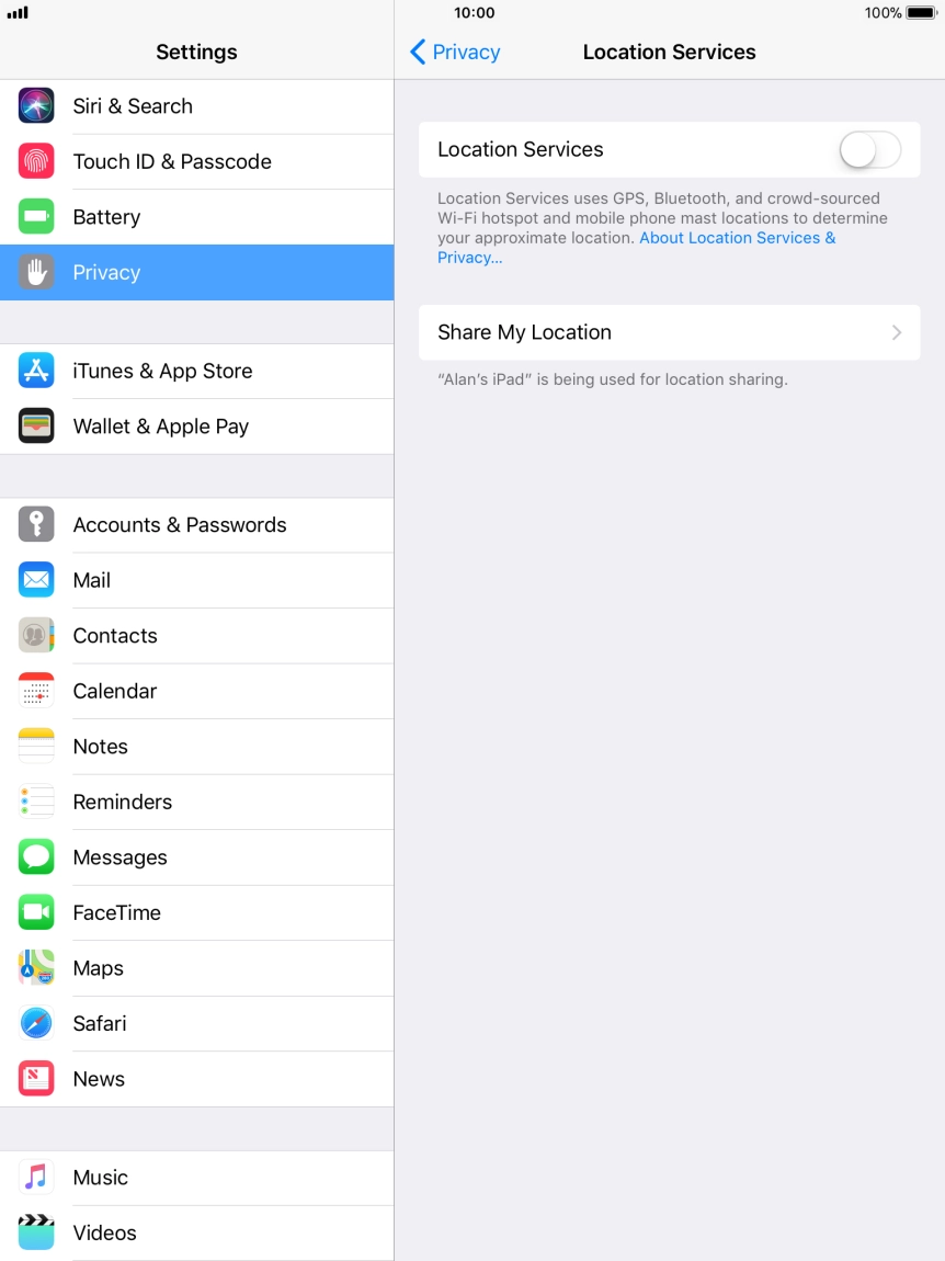 Press the indicator next to 