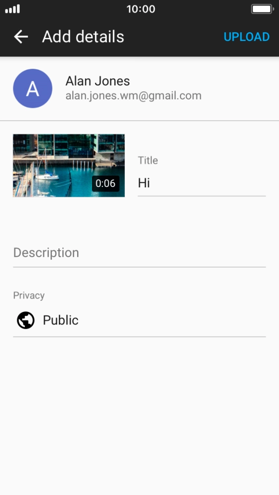 Write the required text and press UPLOAD.