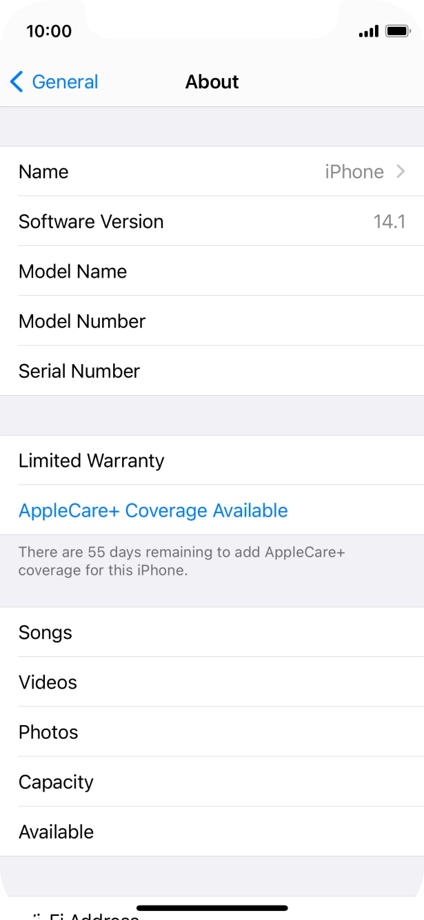Your phone's software version is displayed next to Software Version.