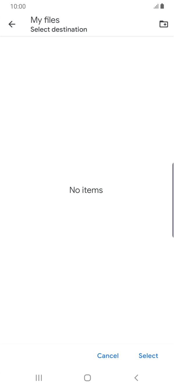 To create a new folder, press the new folder icon and follow the instructions on the screen to create a new folder.