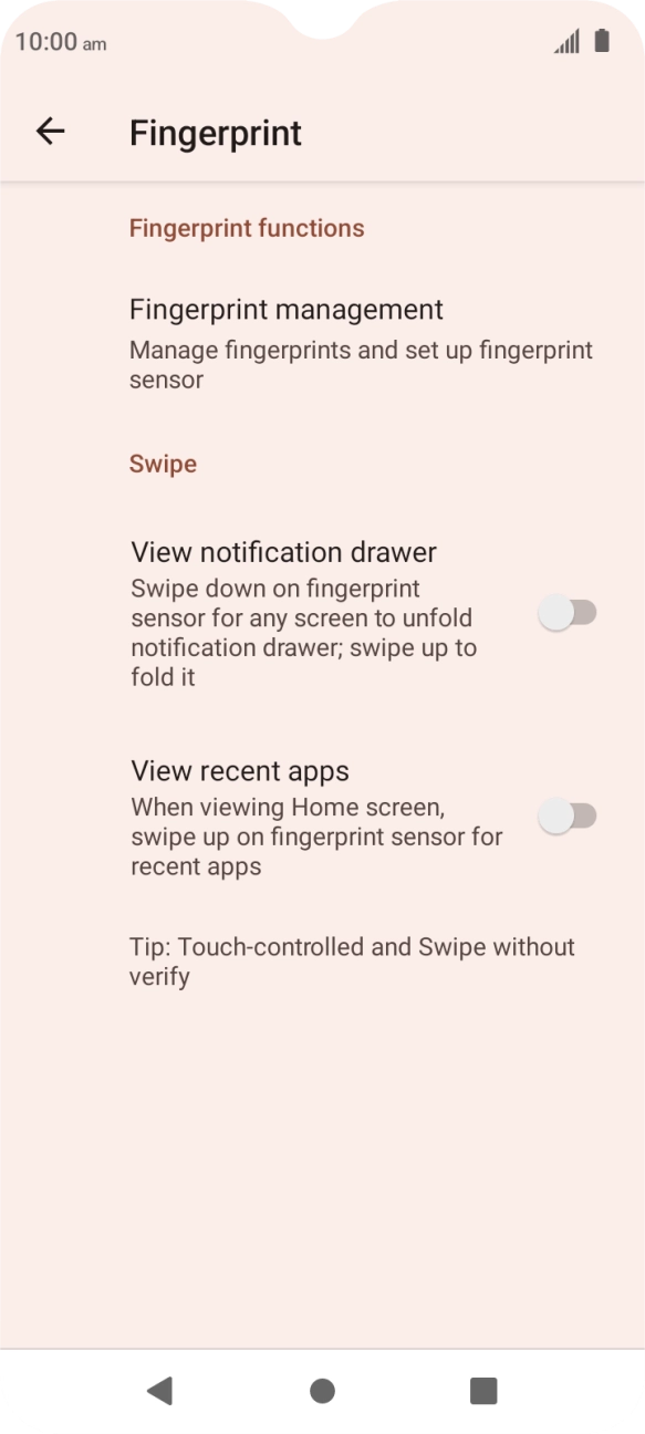 Press Fingerprint management.