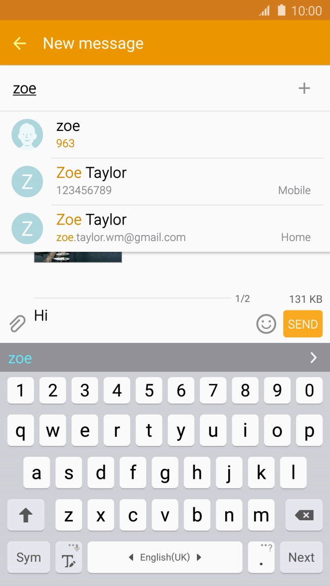 Press the required contact.