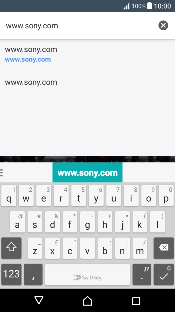 Key in the address of the required web page and press the confirm icon.