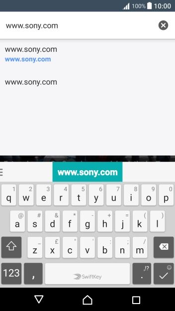 Key in the address of the required web page and press the confirm icon. Key in the address of the required web page and press the confirm icon.