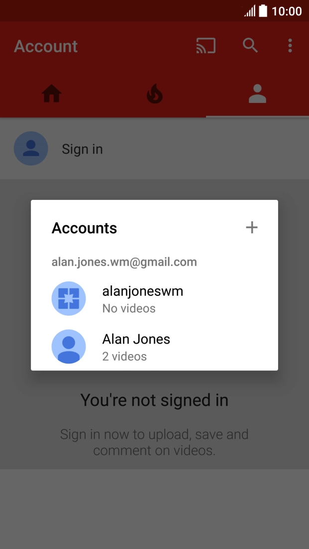 Press the required account.