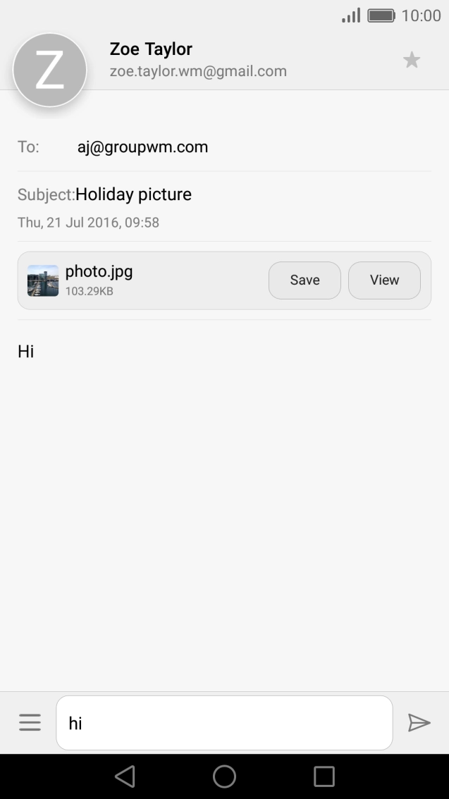 Write the text for your reply and press the send icon.