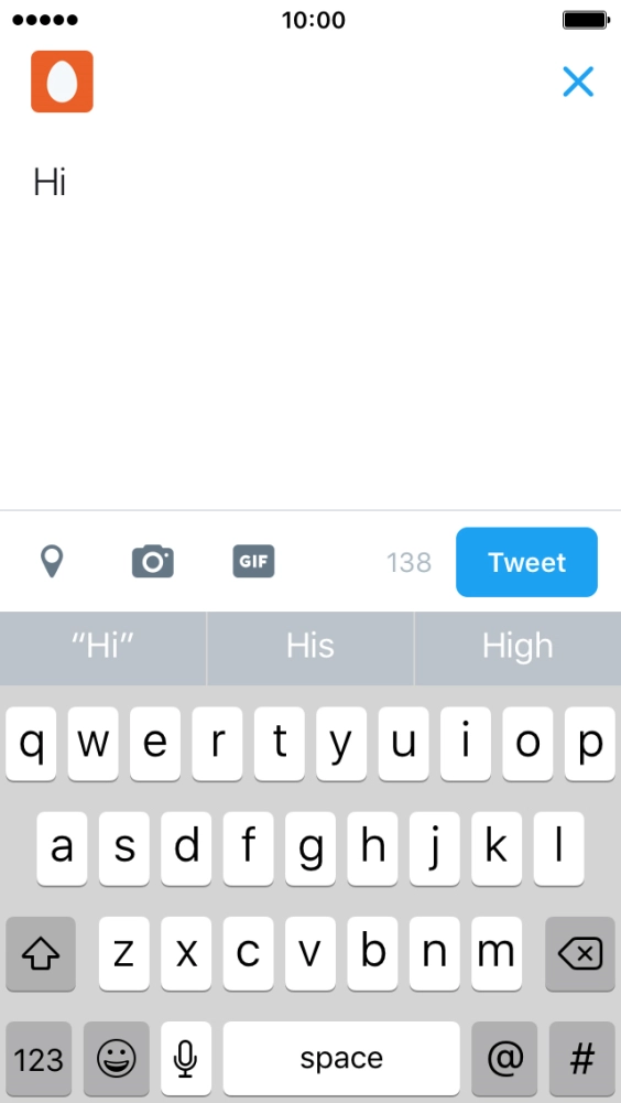 Write the required text and press Tweet.