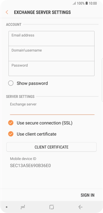 If you turn on the function, press CLIENT CERTIFICATE and follow the instructions on the screen to install the required certificate. If you turn on the function, press CLIENT CERTIFICATE and follow the instructions on the screen to install the required certificate.