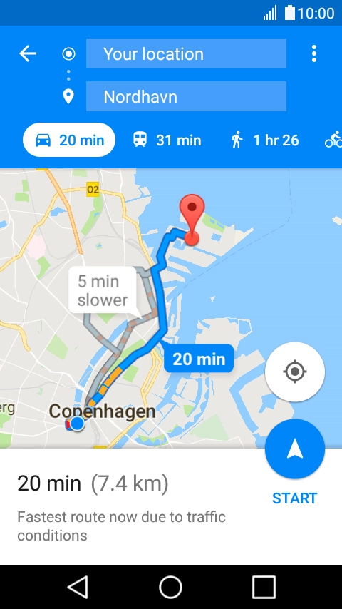 Press the required mode of transportation.