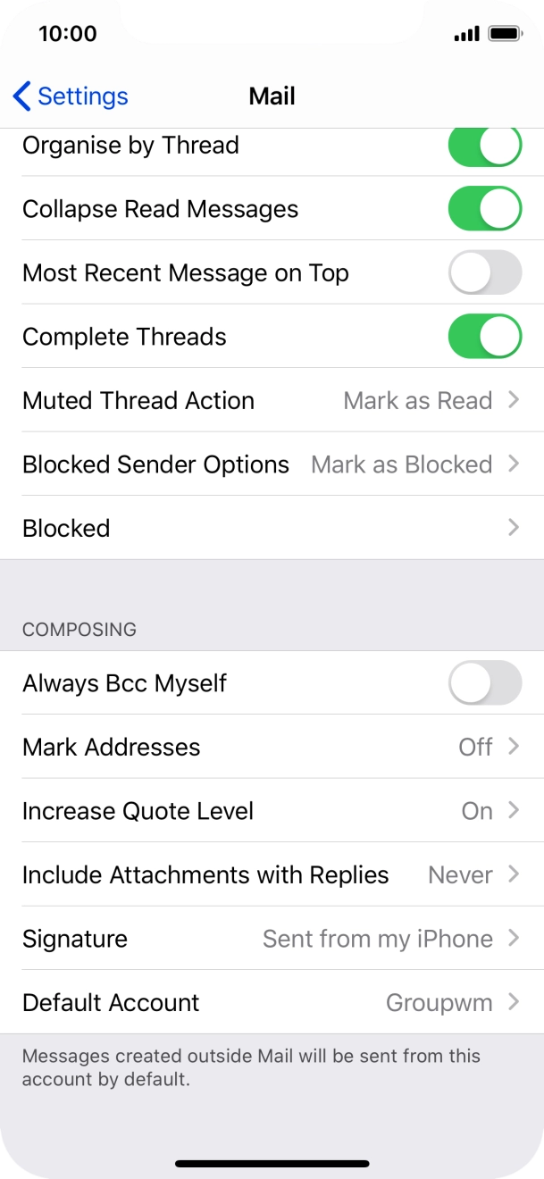 Press Default Account.