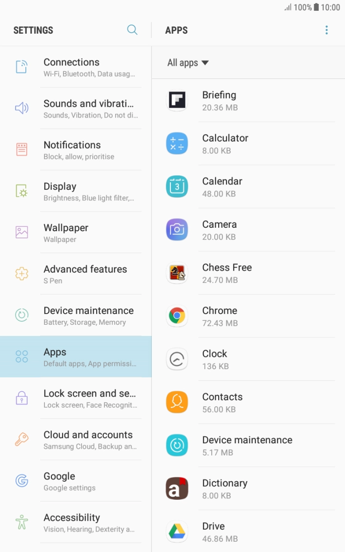 Press the required app.