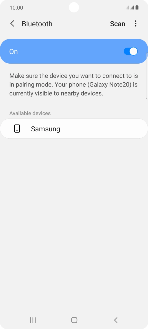 Press the required Bluetooth device and follow the instructions on the screen to pair the device with your phone.
