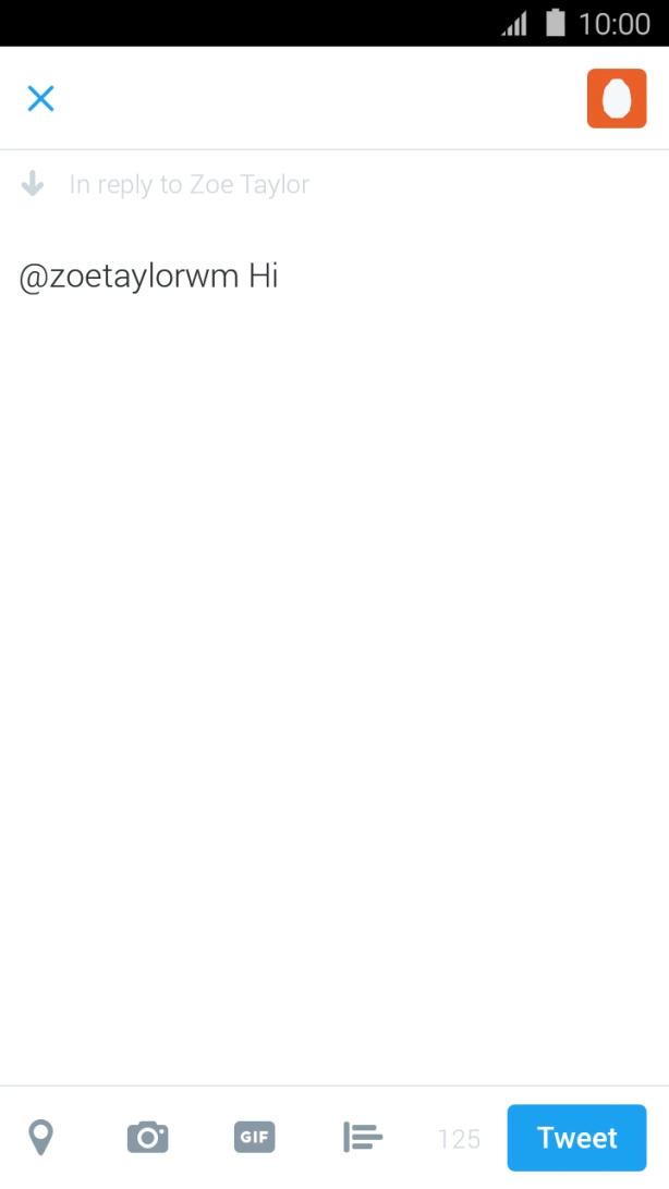 Write the required reply and press Tweet.