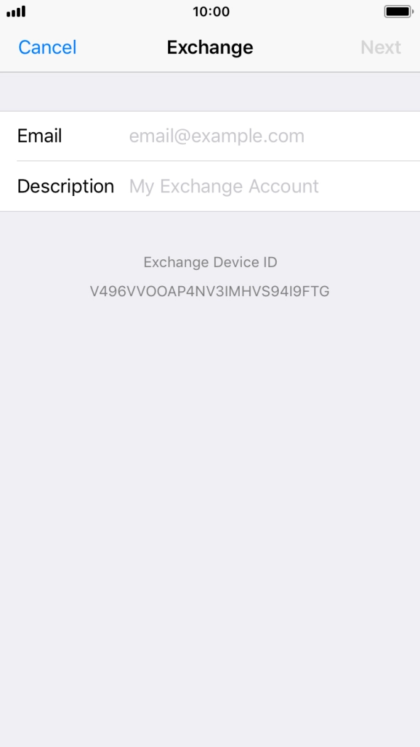 Press Email and key in your email address.