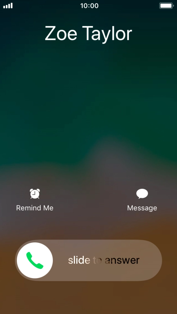 If the screen lock is turned on, press and drag the accept call icon right.