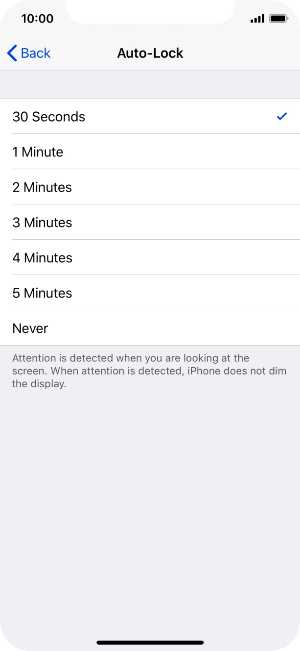 Press the required setting.