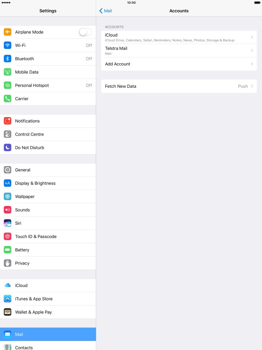 Press the name of the email account you've just set up. Press the name of the email account you've just set up.