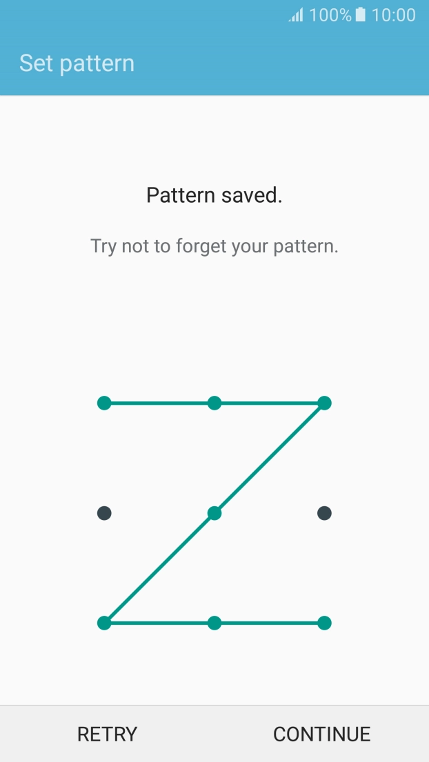 Slide your finger across the screen to connect at least four points and press CONTINUE.