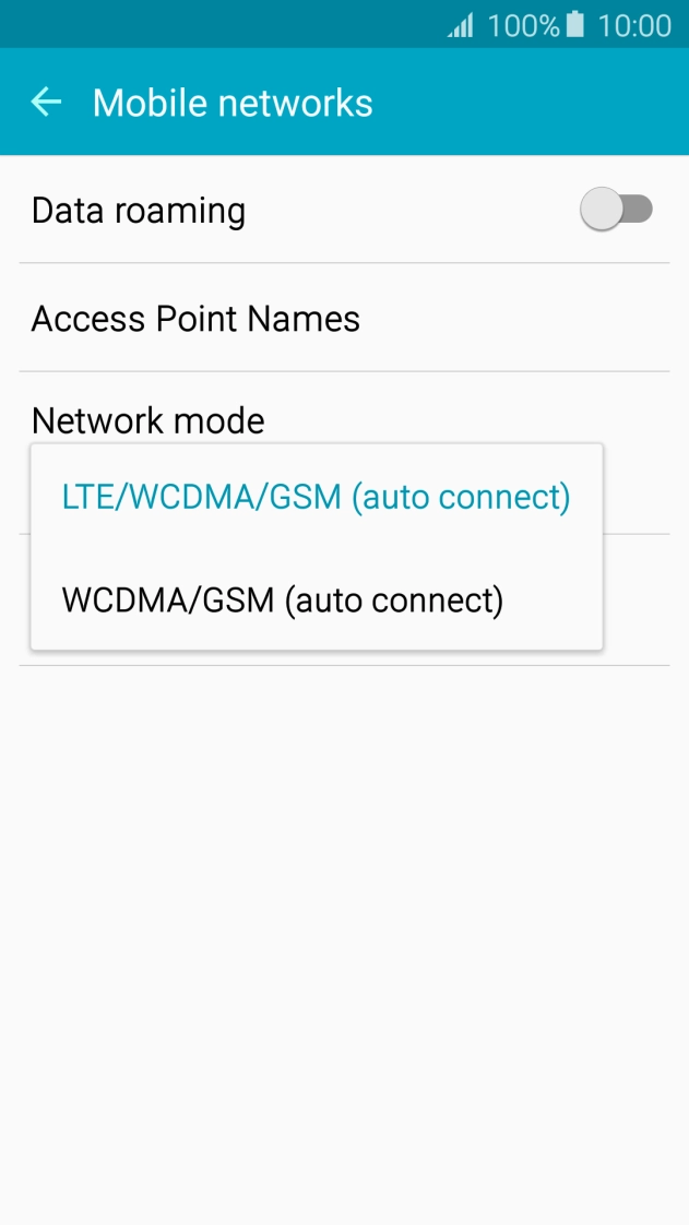 Press the required network mode.
