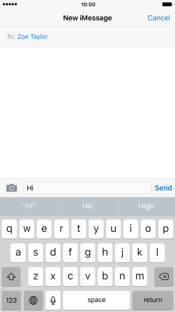 Press Send when you've written your iMessage.