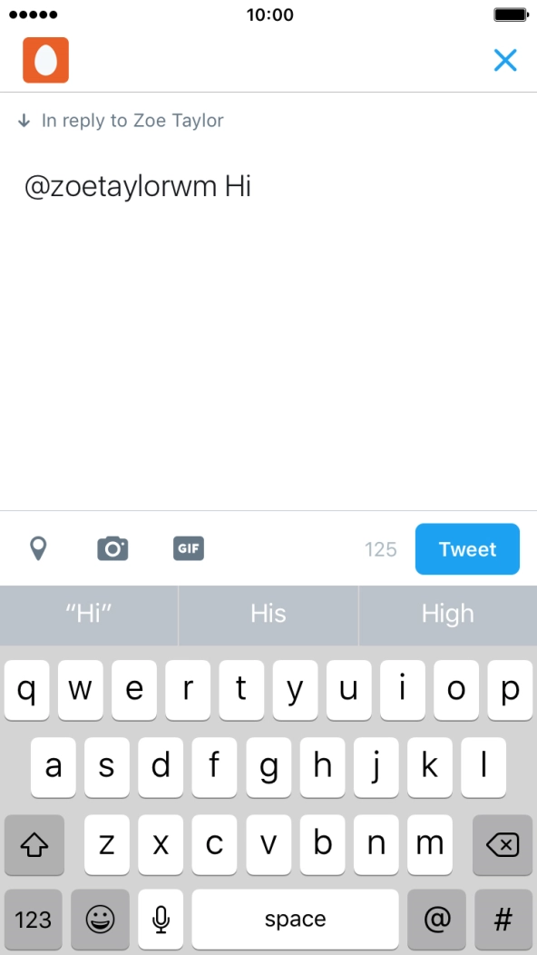 Write the required reply and press Tweet.