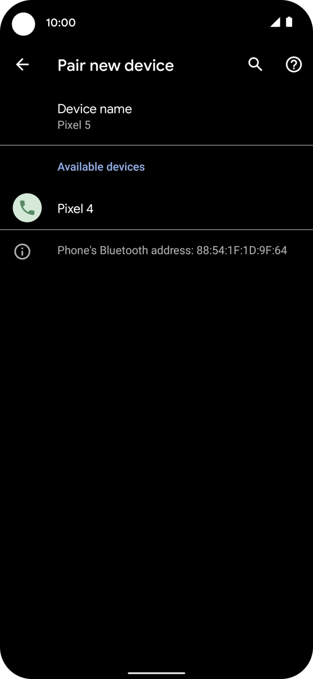 Press the required Bluetooth device and follow the instructions on the screen to pair the device with your phone.