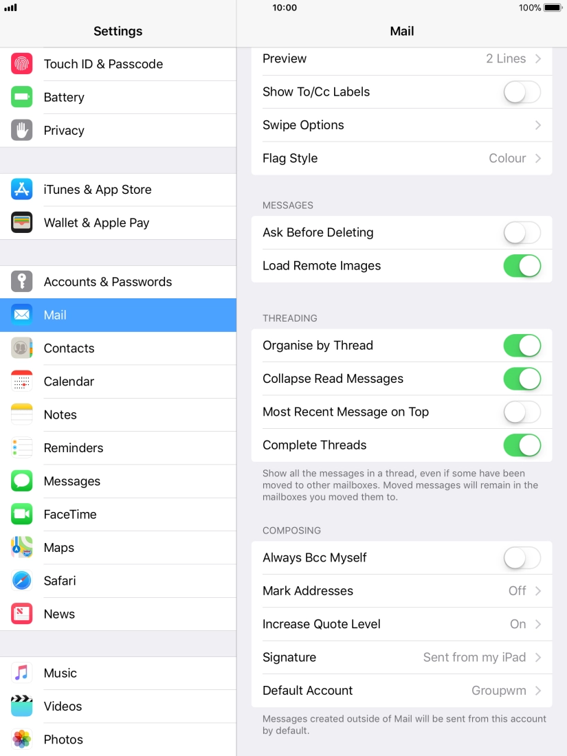 Press Default Account.