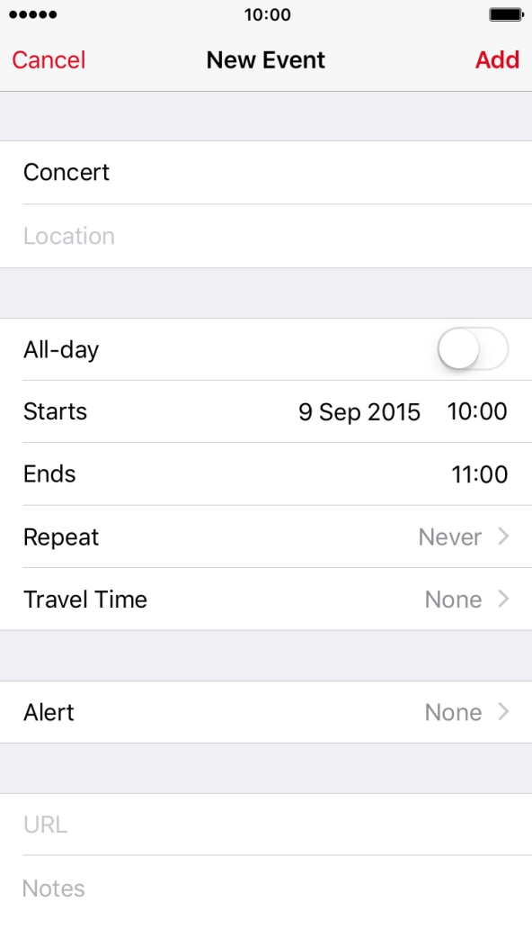 Press Starts and select the required start time.