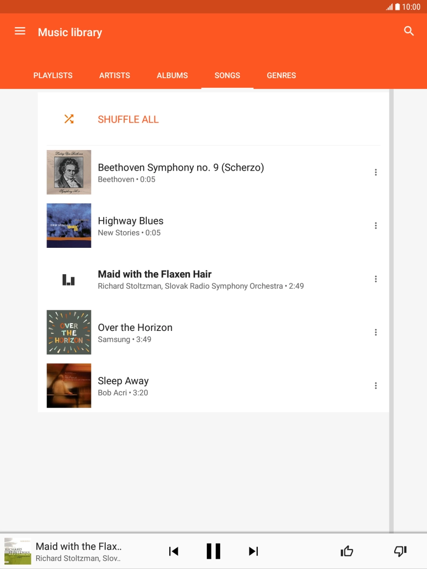 Press the song title at the bottom of the screen.