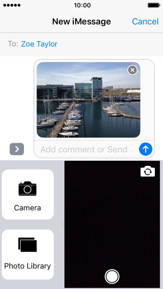 Press the send icon when you've finished your iMessage. Press the send icon when you've finished your iMessage.