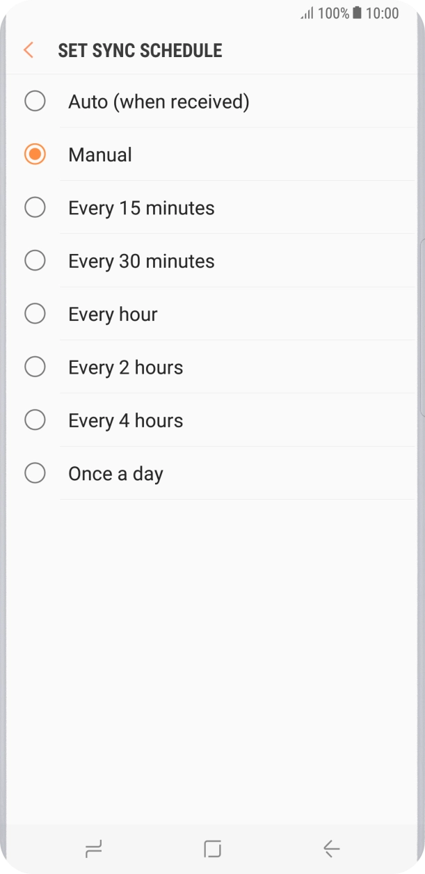Press the required setting.