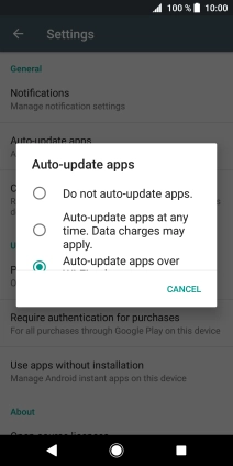 To turn off automatic update of apps, press Do not auto-update apps..
