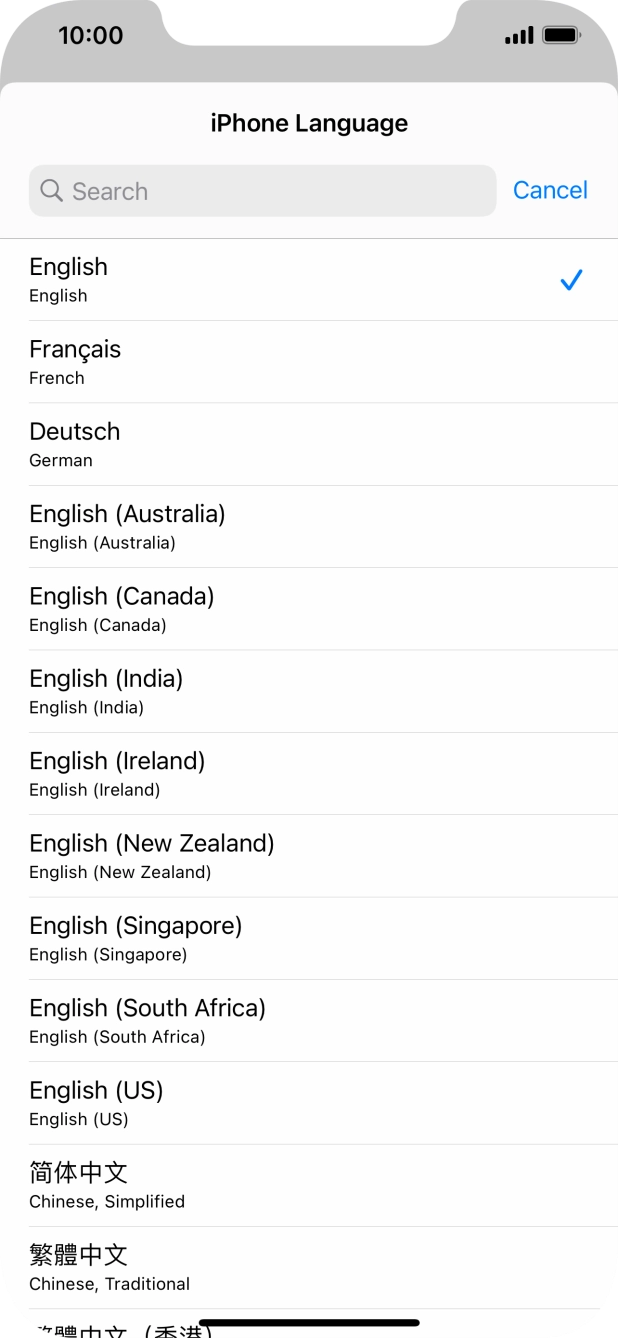 Press the required language.