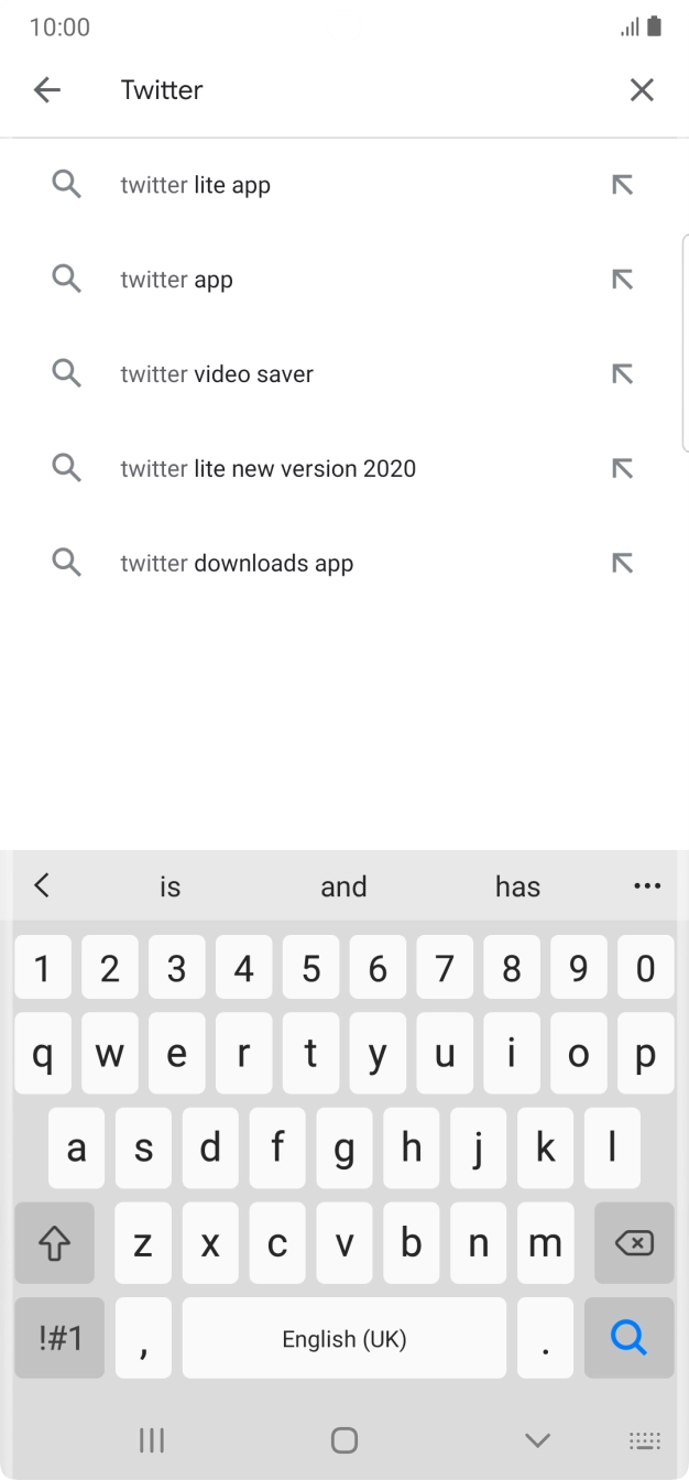 Key in Twitter and press the search icon.