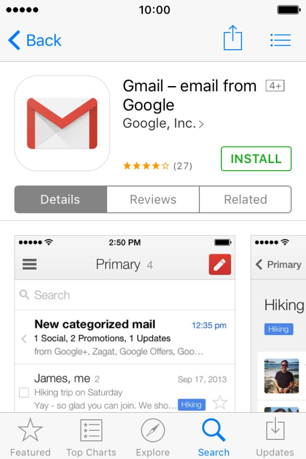 Press INSTALL and wait while Gmail is installed.