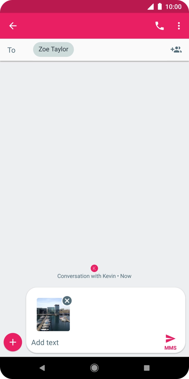 Press the text input field and write the text for your picture message.