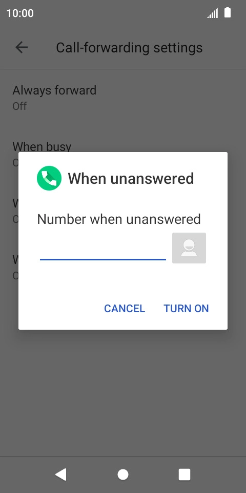 Key in +61101 and press TURN ON.