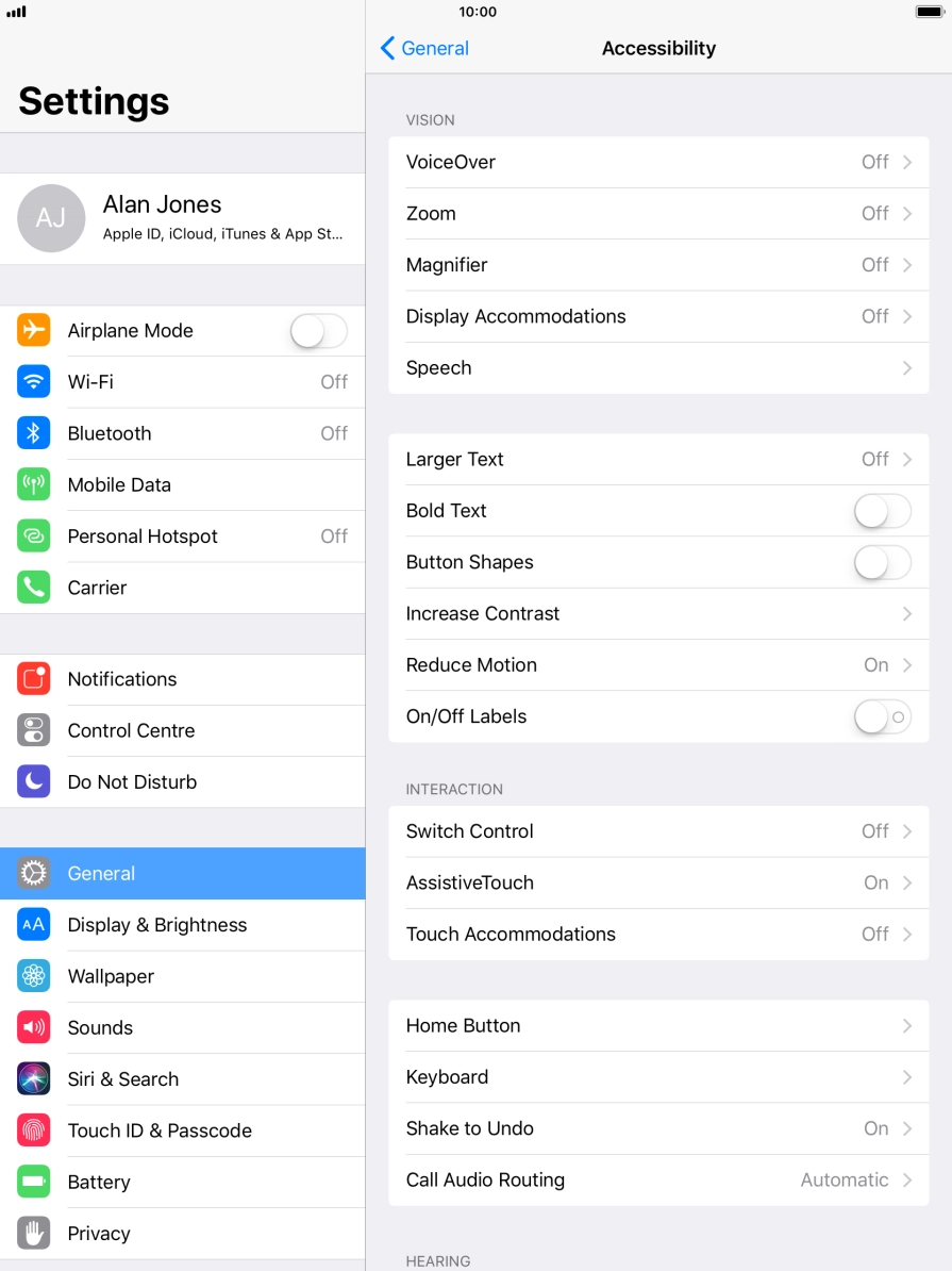 Press Display Accommodations.
