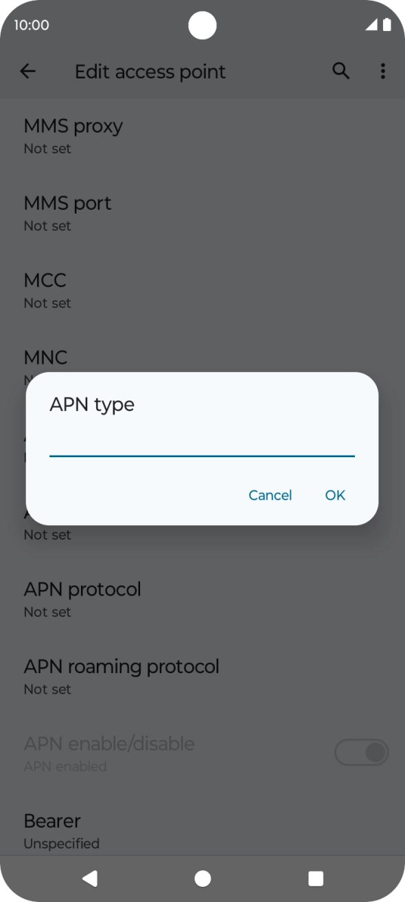 Key in default and press OK.