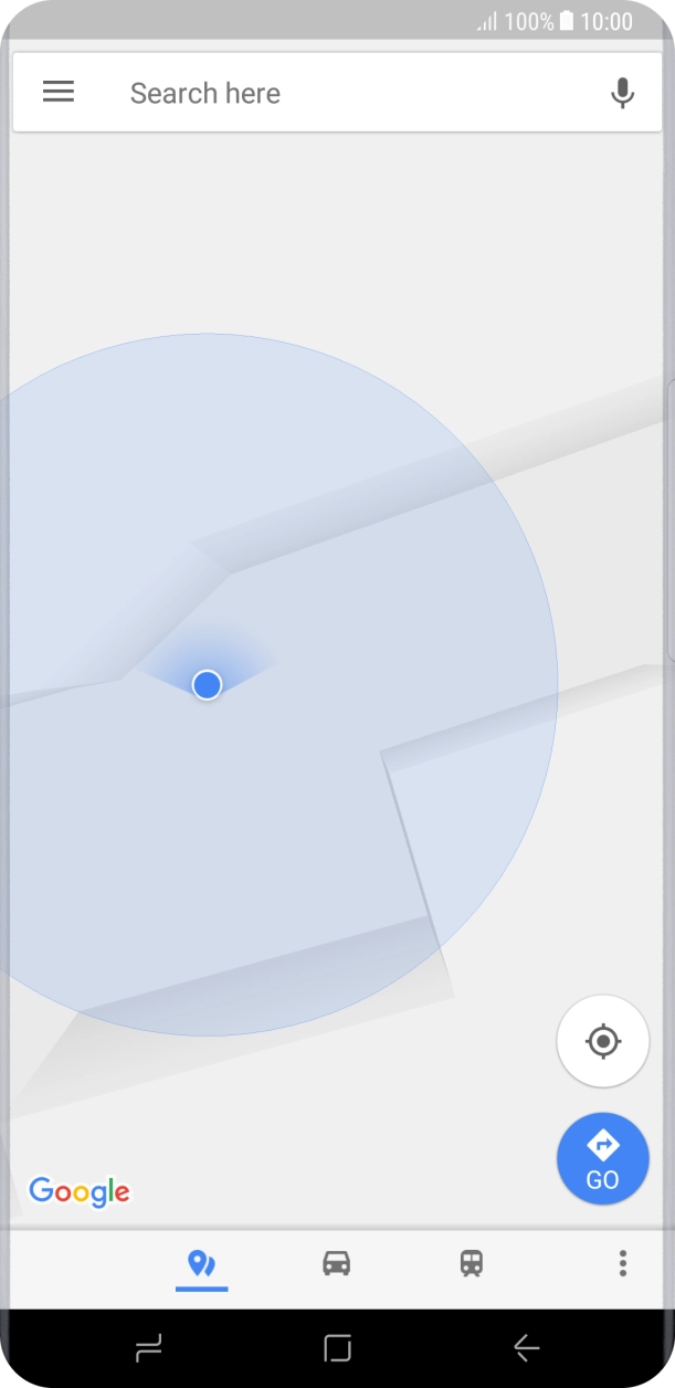 Press the search field and key in the required destination.