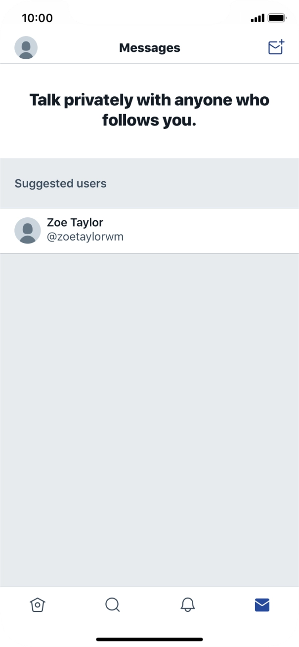 Press the new message icon. Press the new message icon.