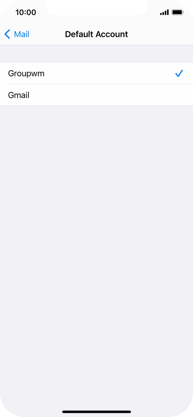 Press the required email account to select the email account as your default account.