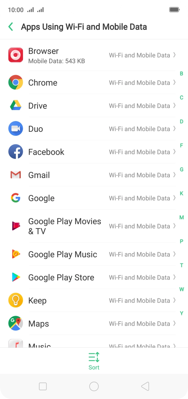 Press the required application. Press the required application.
