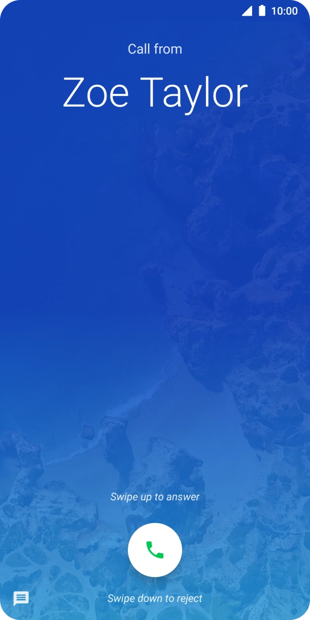 If the screen lock is turned on, press and drag the accept call icon upwards.