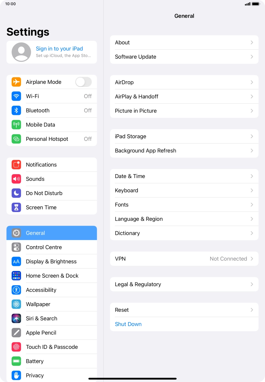 Press Sign in to your iPad. Press Sign in to your iPad.
